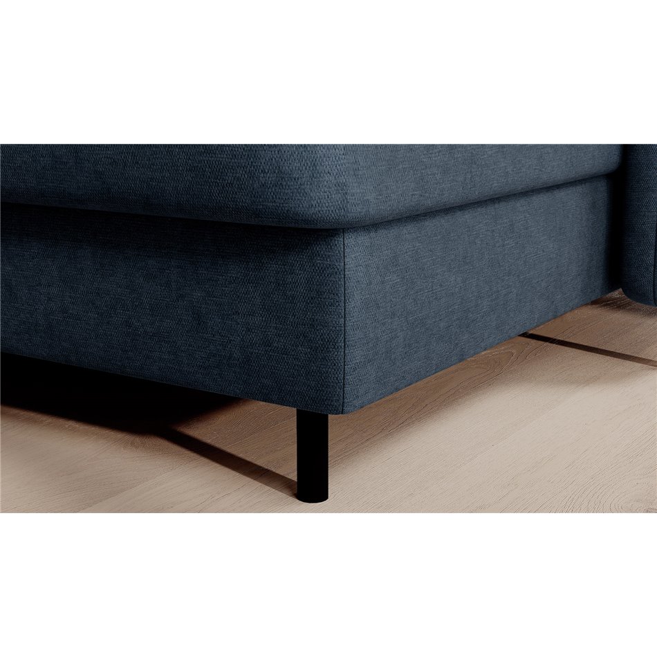U shape sofa Elberto R, sleeping function, Raquel 40, blue, H100x165x306cm