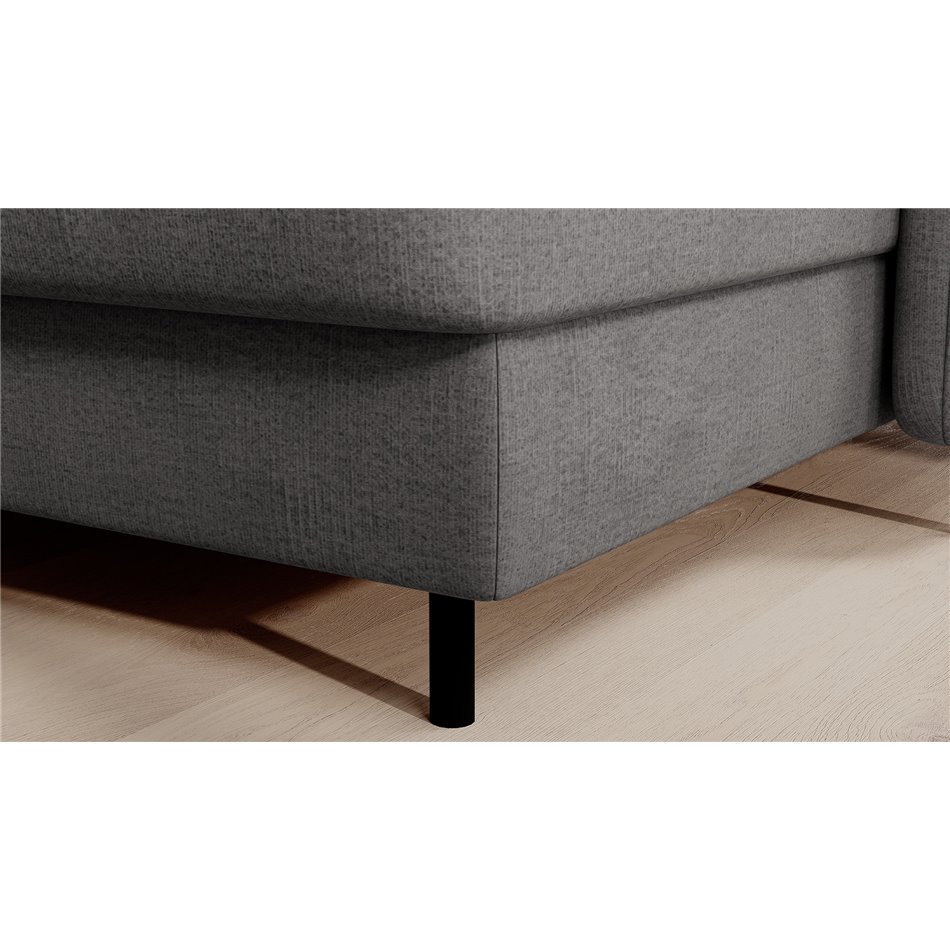 U shape sofa Elberto R, sleeping function, Toscany 03, velvet, grey, H100x165x306cm