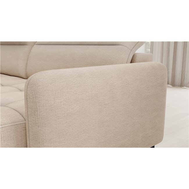 U shape sofa Elberto R, sleeping function, Toscany 18, velvet, beige, H100x165x306cm