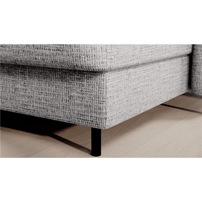 П-образный угловой диван Elberto R, раздвижной, Aubron 03, волнистый бархат, серый, H100x165x306см