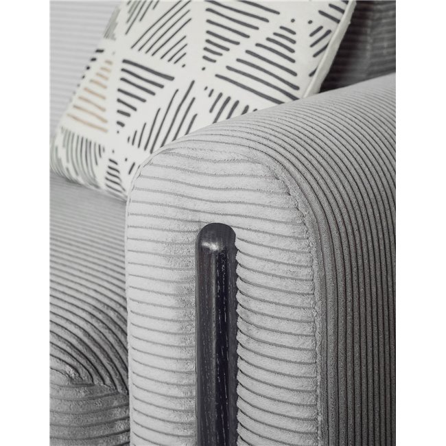 Sofa bed Elcadova Black, sleeping function, Jarell 03, wavy velvet, grey, H97x97x244cm