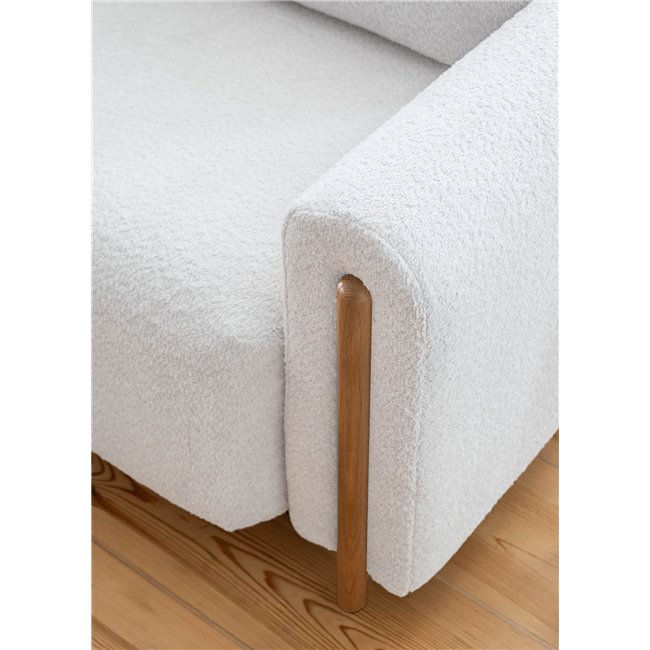 Sofa bed Elcadova Oak, sleeping function, Royal 03, bouclé, grey, H97x97x244cm