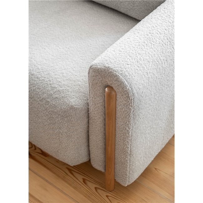 Sofa bed Elcadova Oak, sleeping function, Royal 04, bouclé, grey, H97x97x244cm