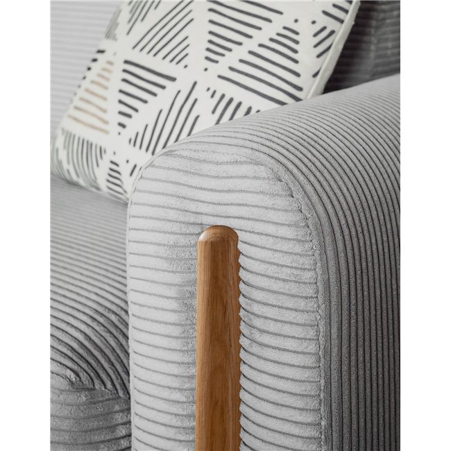Sofa bed Elcadova Oak, sleeping function, Jarell 03, wavy velvet, grey, H97x97x244cm