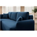 Corner sofa Elhandson L, sleeping function, Lukso 40, velvet, blue, H89x150x206cm
