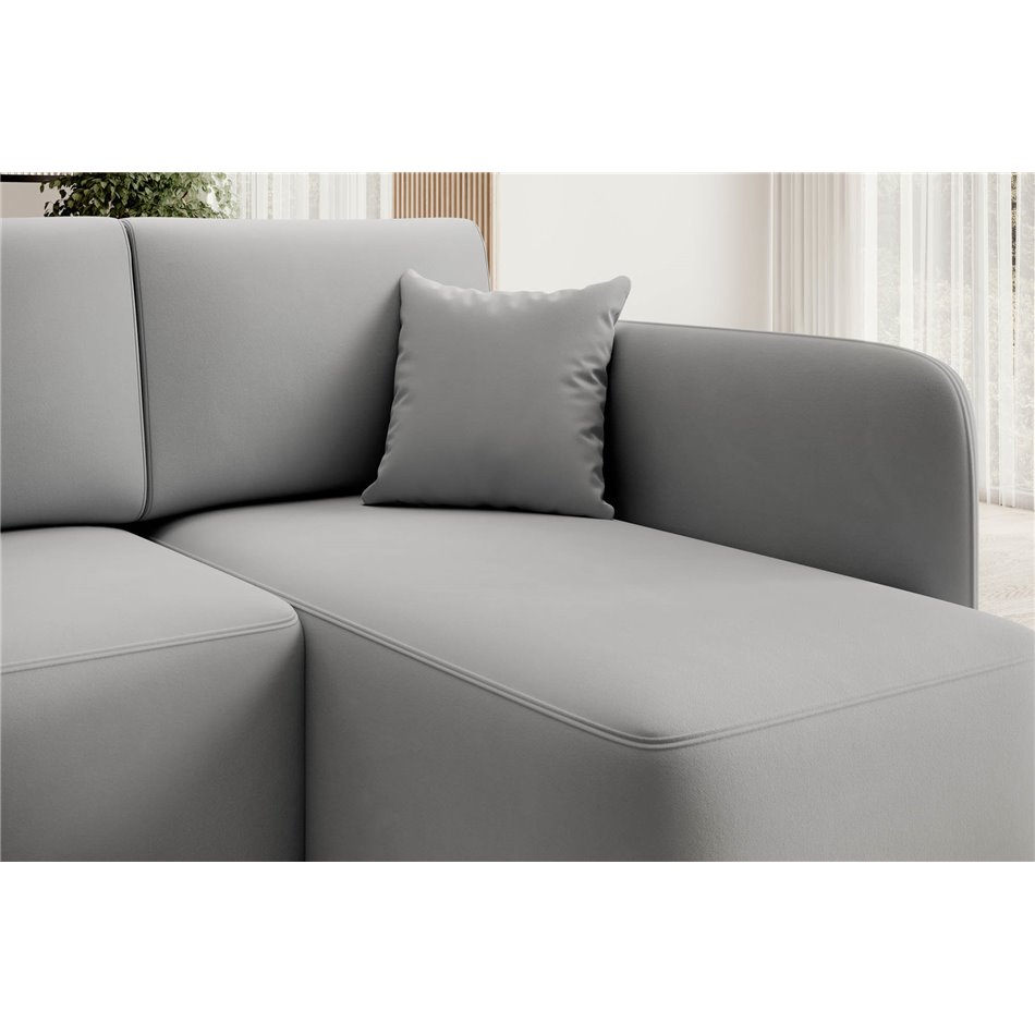 Corner sofa Elhandson R, sleeping function, Sola 4, grey, H89x150x206cm