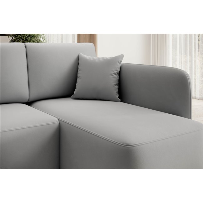 Corner sofa Elhandson R, sleeping function, Sola 4, grey, H89x150x206cm