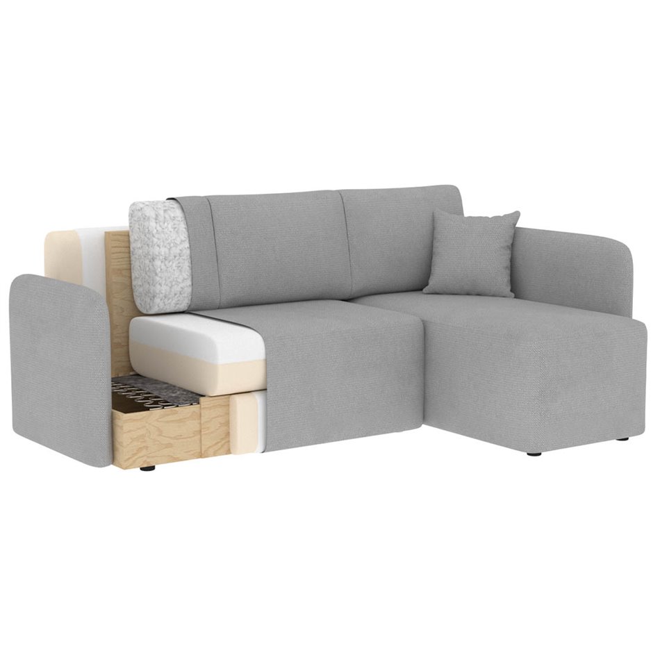 Corner sofa Elhandson R, sleeping function, Sola 6, dark grey, H89x150x206cm