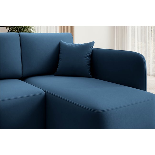 Corner sofa Elhandson R, sleeping function, Lukso 40, velvet, blue, H89x150x206cm
