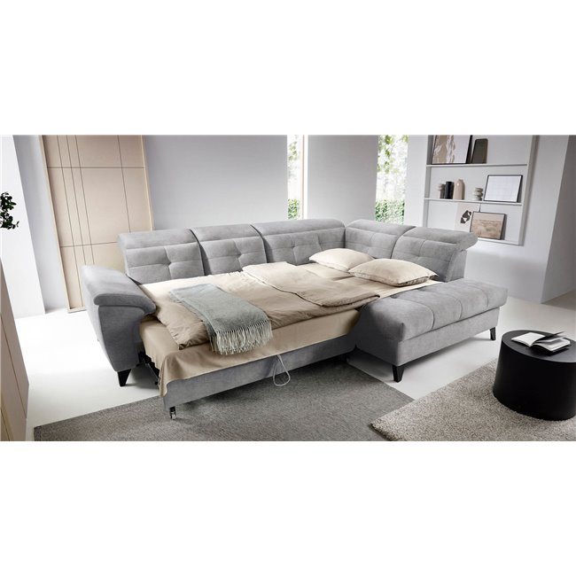 Corner sofa Elinferne R, sleeping function, Raquel 04, grey, H107x210x297cm