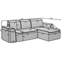 Corner sofa Elume R, sleeping function, Amore 03, Paros 05, bouclé, grey, H88x190x287cm