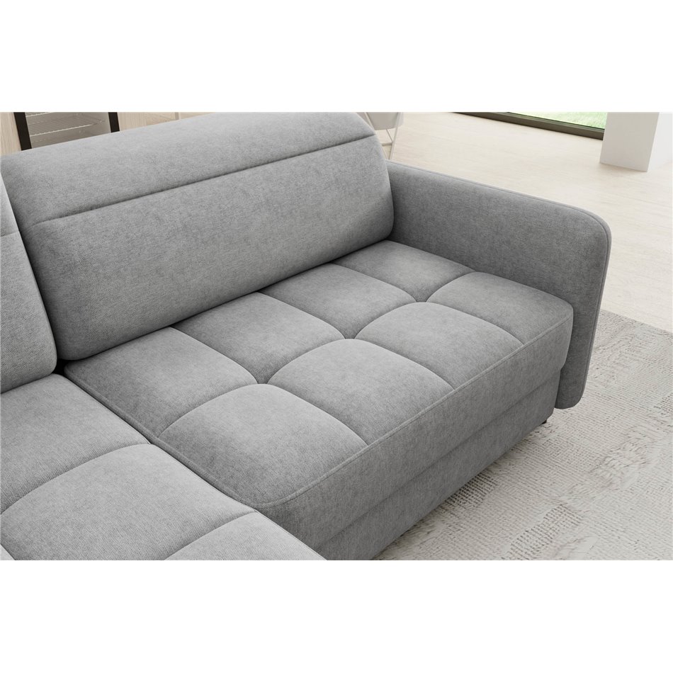Corner sofa Elbare L, sleeping function, Raquel 04, grey, H100x160x208cm