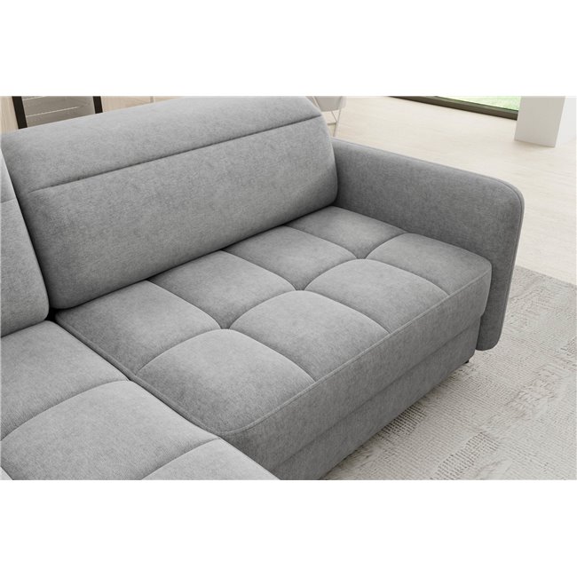 Corner sofa Elbare L, sleeping function, Raquel 04, grey, H100x160x208cm