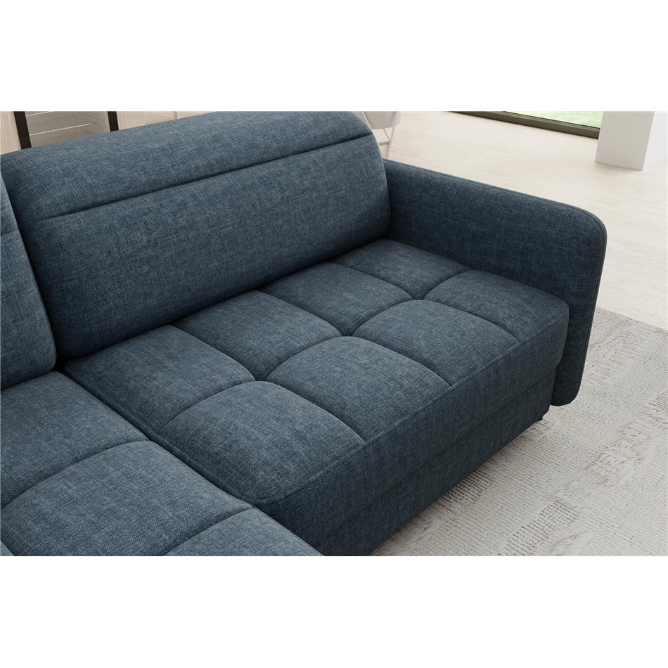 Угловой диван Elbare L, раздвижной, Manhattan 40, бархат, темно-синий, H100x160x208см