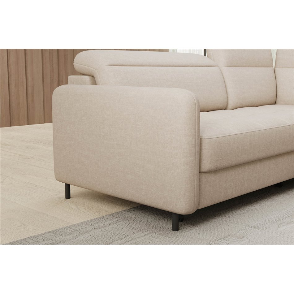Corner sofa Elbare R, sleeping function, Manhattan 18, velvet, beige, H100x160x208cm