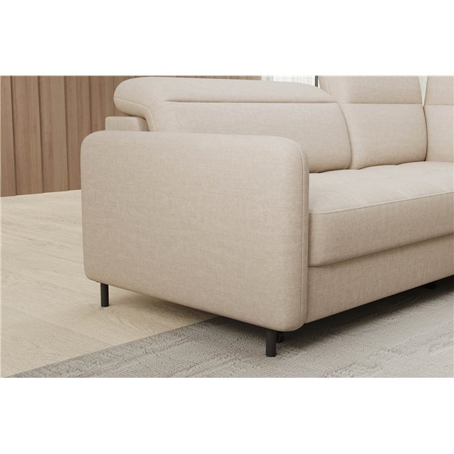 Corner sofa Elbare R, sleeping function, Manhattan 18, velvet, beige, H100x160x208cm