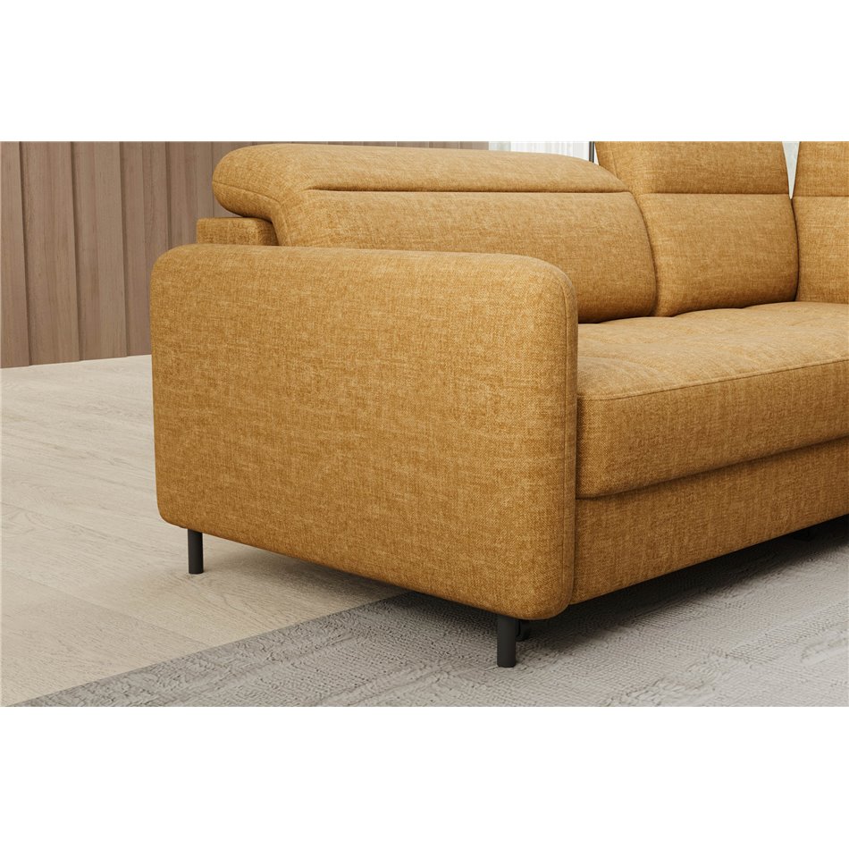 Corner sofa Elbare R, sleeping function, Manhattan 45, velvet, yellow, H100x160x208cm
