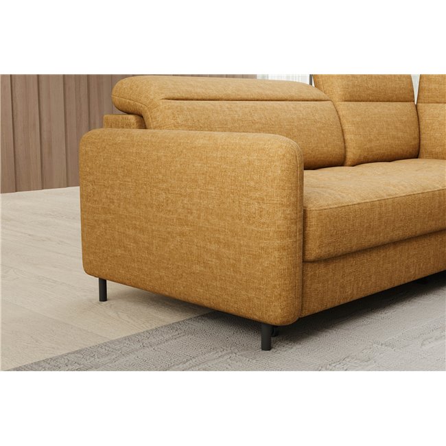Corner sofa Elbare R, sleeping function, Manhattan 45, velvet, yellow, H100x160x208cm