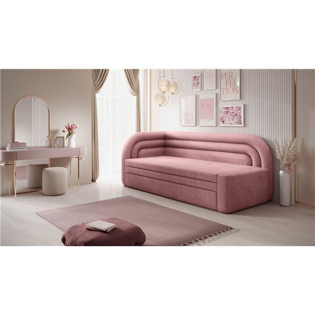 Sofa bed Elfabilo L, sleeping function, Touch 24, textured velvet, pink, H80x86x223cm