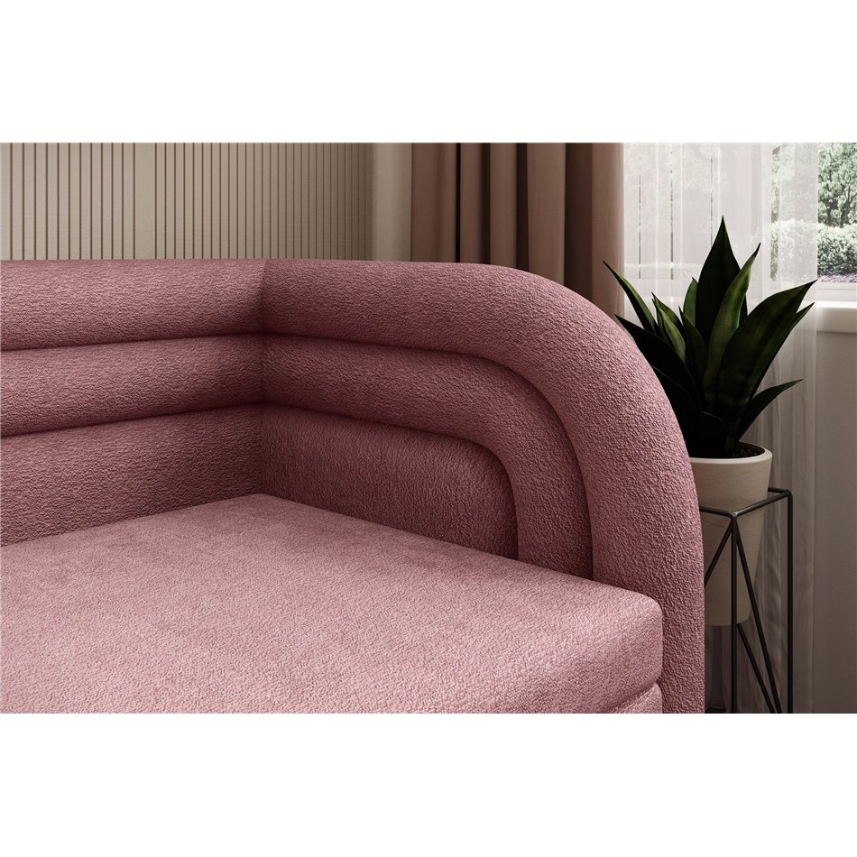 Sofa bed Elfabilo R, sleeping function, Touch 24, textured velvet, pink, H80x86x223cm