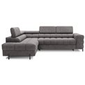 Corner sofa Elferucce L, sleeping function, Aura 04, velvet, grey, H93x200x276cm