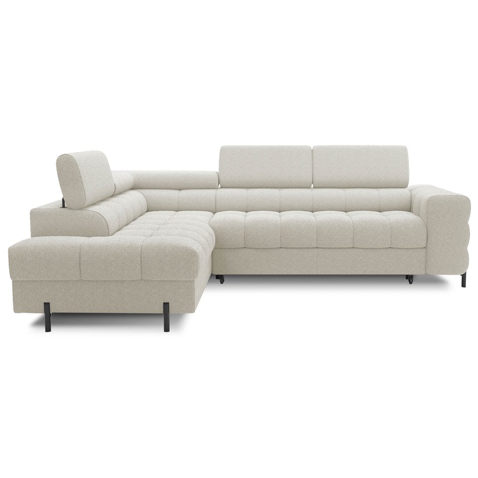 Corner sofa Elferucce L, sleeping function, Royal 18, bouclé, beige, H93x200x276cm