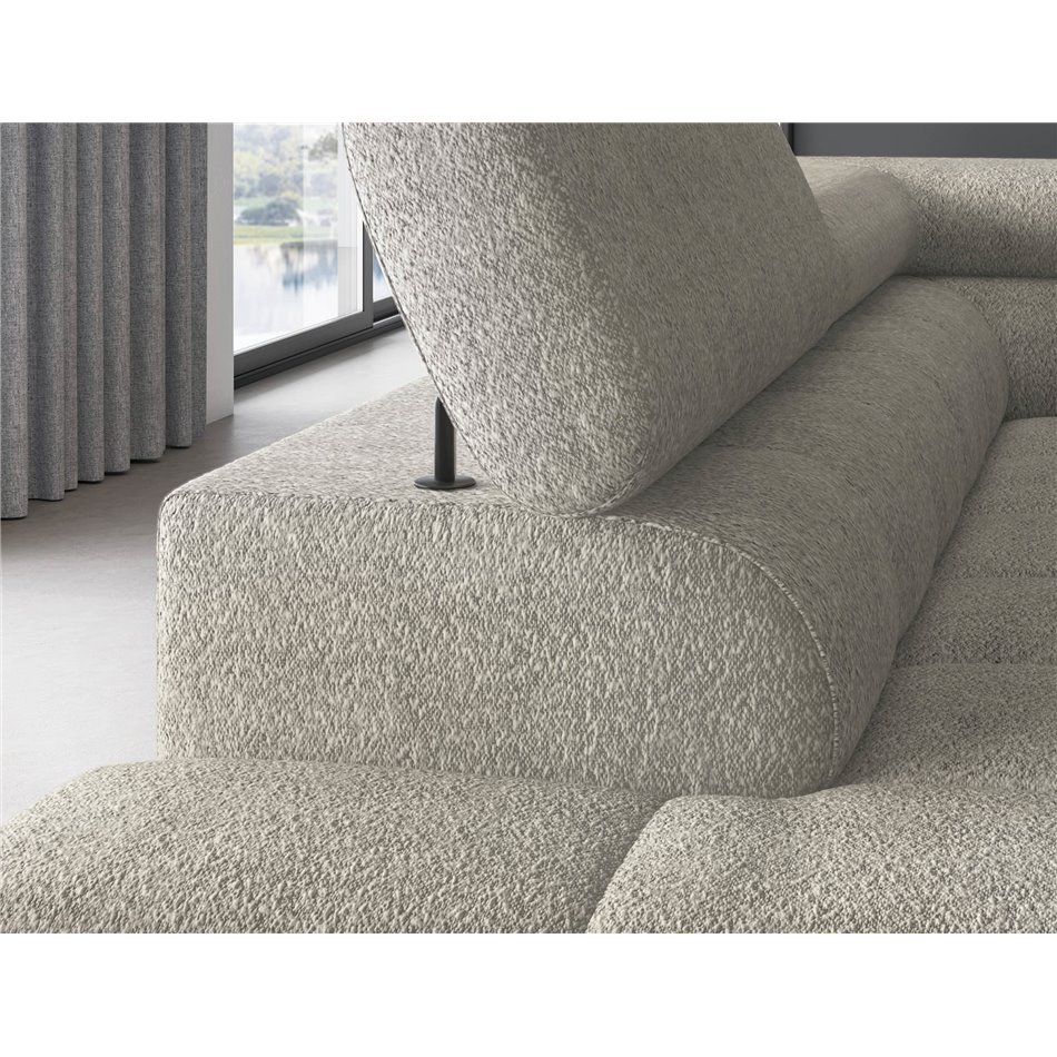 Corner sofa Elferucce L, sleeping function, Royal 20, bouclé, beige, H93x200x276cm