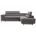 Corner sofa Elferucce R, sleeping function, Aura 04, velvet, grey, H93x200x276cm