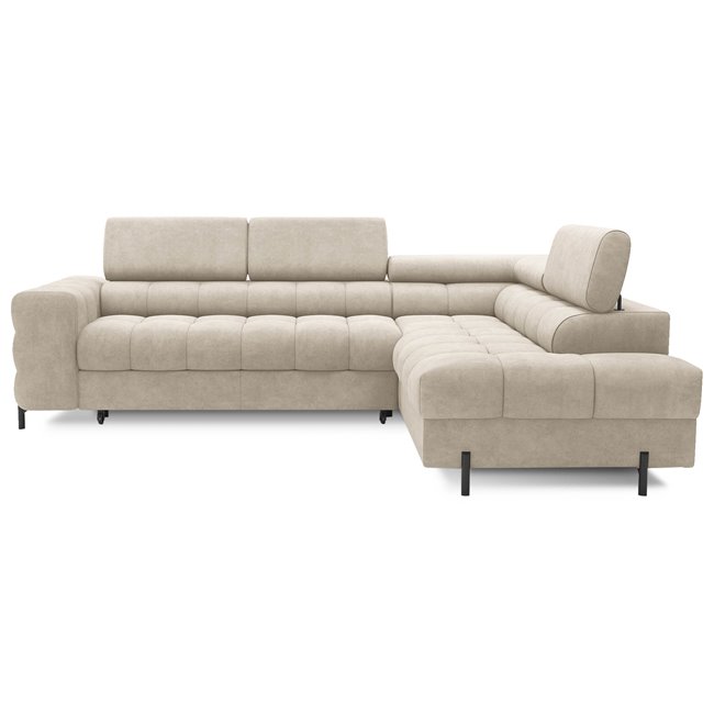 Corner sofa Elferucce R, sleeping function, Aura 18, velvet, beige, H93x200x276cm