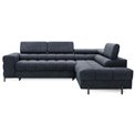 Corner sofa Elferucce R, sleeping function, Aura 40, velvet, dark blue, H93x200x276cm