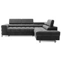 Corner sofa Elferucce R, sleeping function, Paros 06, dark grey, H93x200x276cm