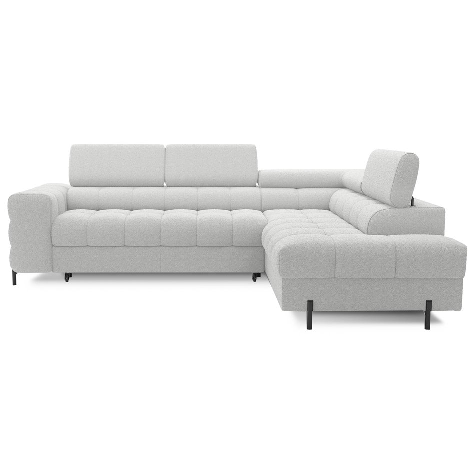 Corner sofa Elferucce R, sleeping function, Royal 03, bouclé, grey, H93x200x276cm
