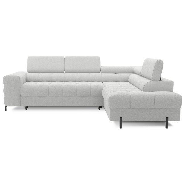 Corner sofa Elferucce R, sleeping function, Royal 03, bouclé, grey, H93x200x276cm