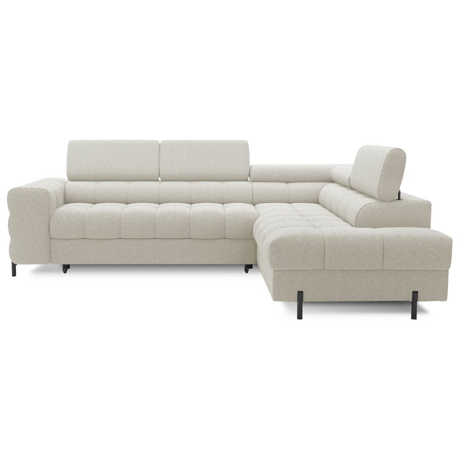 Corner sofa Elferucce R, sleeping function, Royal 18, bouclé, beige, H93x200x276cm