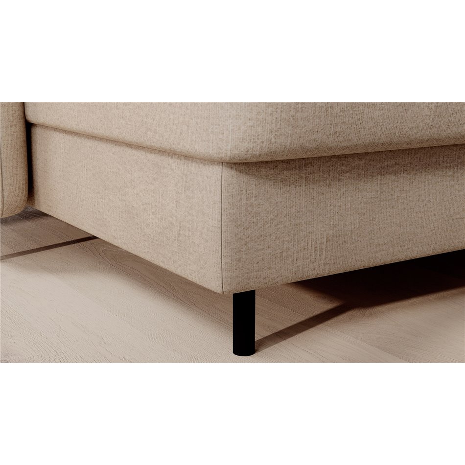 U shape sofa Elberto L, sleeping function, Toscany 18, velvet, beige, H100x165x306cm