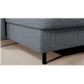 U shape sofa Elberto L, sleeping function, Aubron 100, wavy velvet, blue, H100x165x306cm