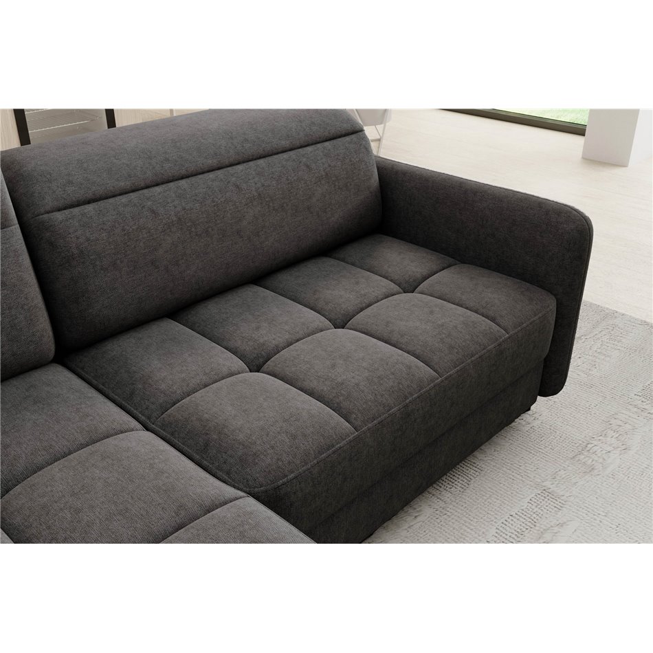 Corner sofa Elbare L, sleeping function, Raquel 05, dark grey, H100x160x208cm