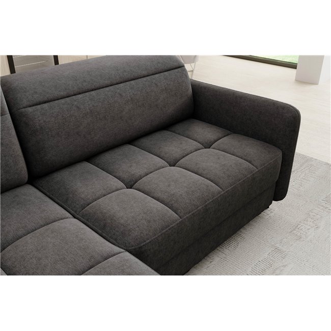 Corner sofa Elbare L, sleeping function, Raquel 05, dark grey, H100x160x208cm