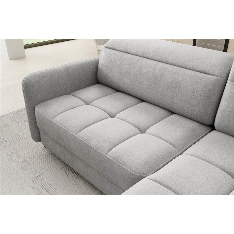 Corner sofa Elbare R, sleeping function, Nube 3, velvet, grey, H100x160x208cm