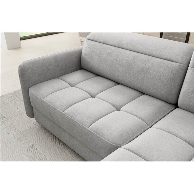 Corner sofa Elbare R, sleeping function, Nube 3, velvet, grey, H100x160x208cm