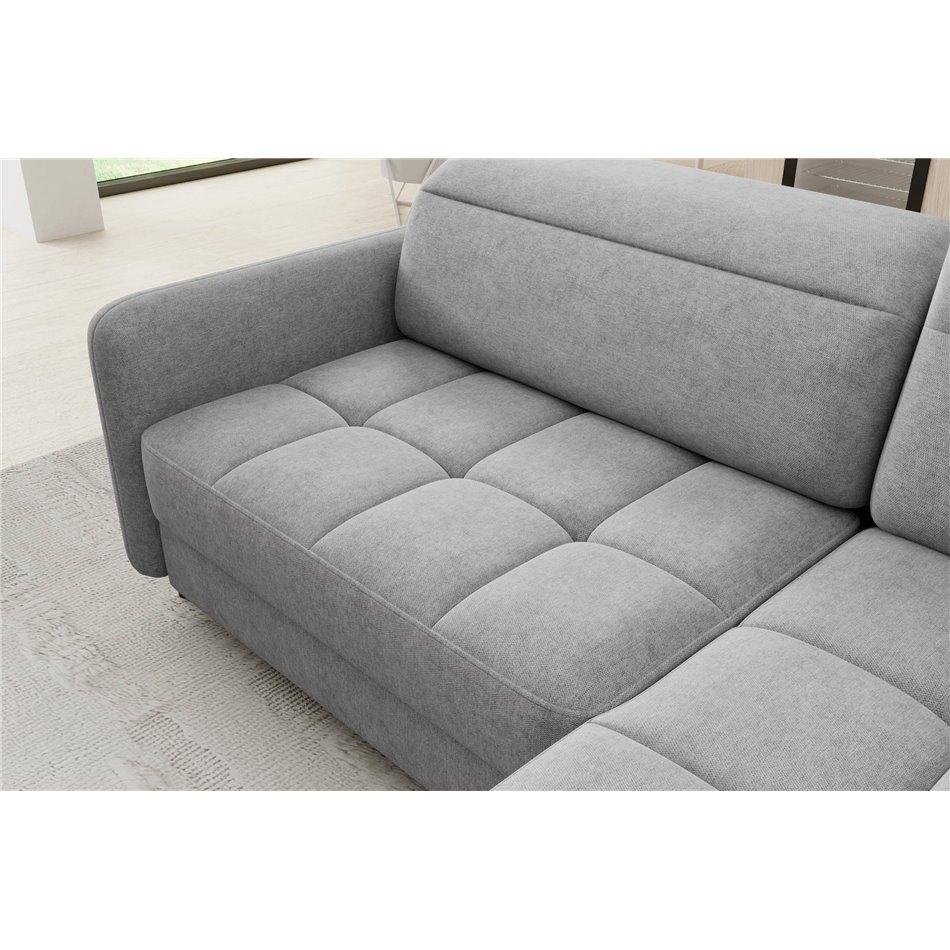 Corner sofa Elbare R, sleeping function, Raquel 04, grey, H100x160x208cm