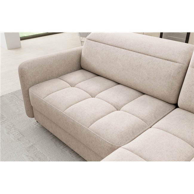 Corner sofa Elbare R, sleeping function, Raquel 18, beige, H100x160x208cm