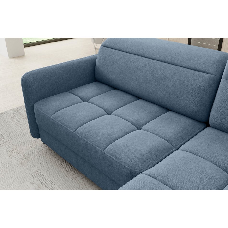 Corner sofa Elbare R, sleeping function, Raquel 40, dark blue, H100x160x208cm