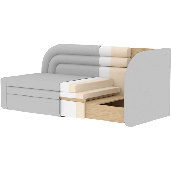 Sofa bed Elfabilo R, sleeping function, Touch 100, textured velvet, green, H80x86x223cm