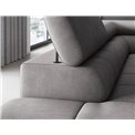 Corner sofa Elferucce L, sleeping function, Aura 04, velvet, grey, H93x200x276cm