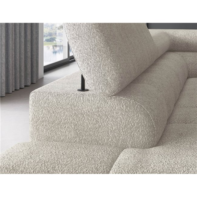 Corner sofa Elferucce L, sleeping function, Royal 18, bouclé, beige, H93x200x276cm