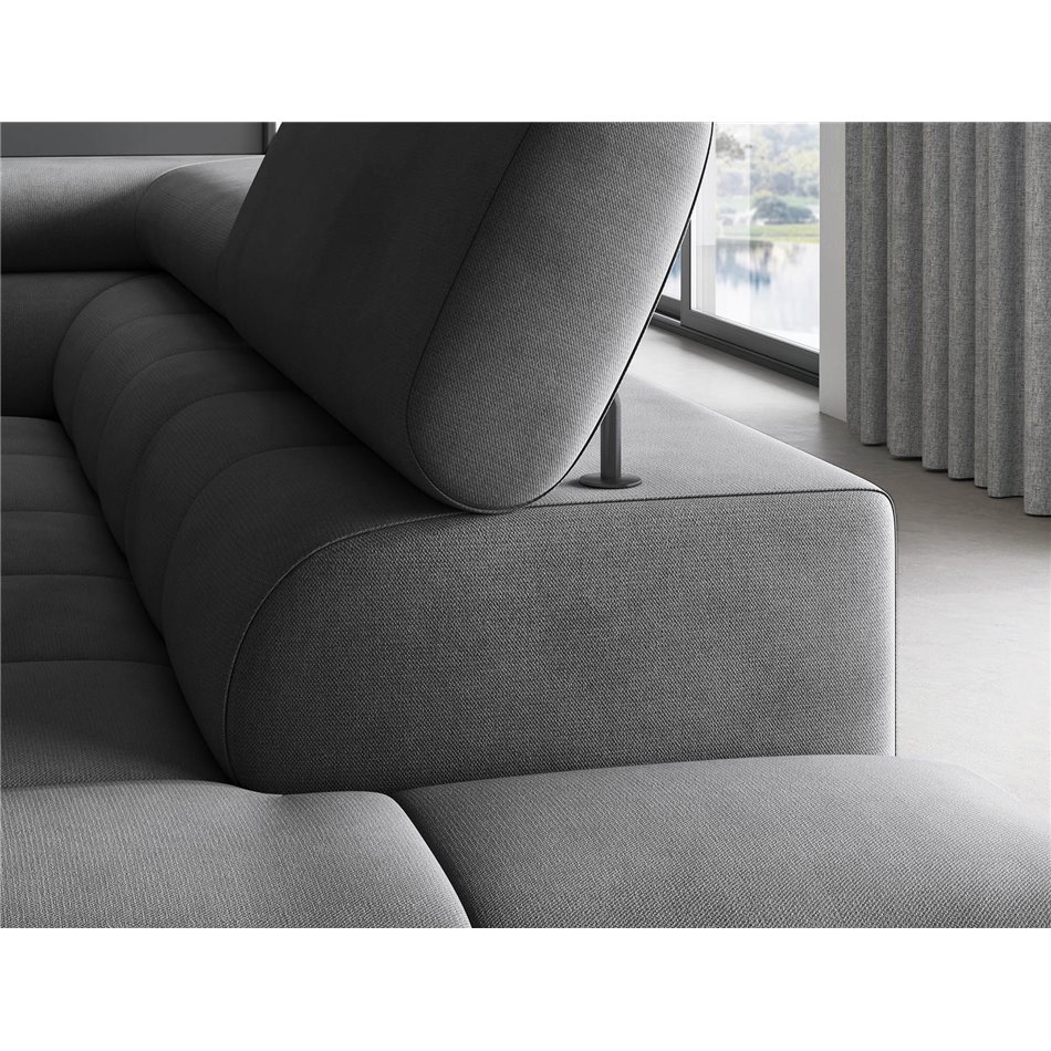 Corner sofa Elferucce R, sleeping function, Paros 06, dark grey, H93x200x276cm