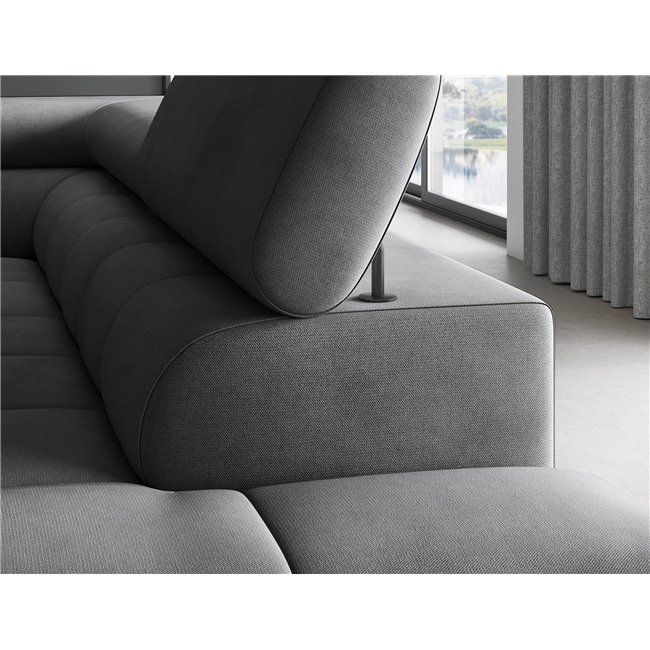 Corner sofa Elferucce R, sleeping function, Paros 06, dark grey, H93x200x276cm