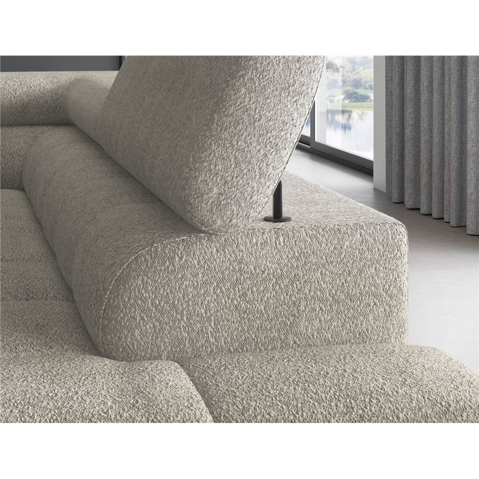 Corner sofa Elferucce R, sleeping function, Royal 20, bouclé, beige, H93x200x276cm