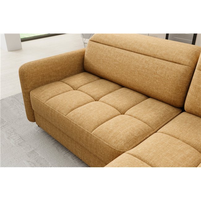 Corner sofa Elbare R, sleeping function, Manhattan 45, velvet, yellow, H100x160x208cm